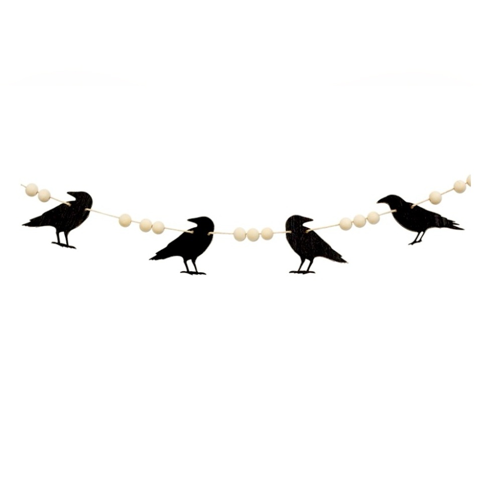 *Wooden Beaded Crow Mini Garland